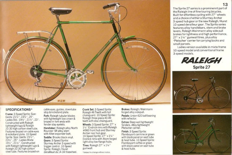 Raleigh 1977 Catalog — Raleigh and Rampar Bicycles (United States) — page 13 of 24