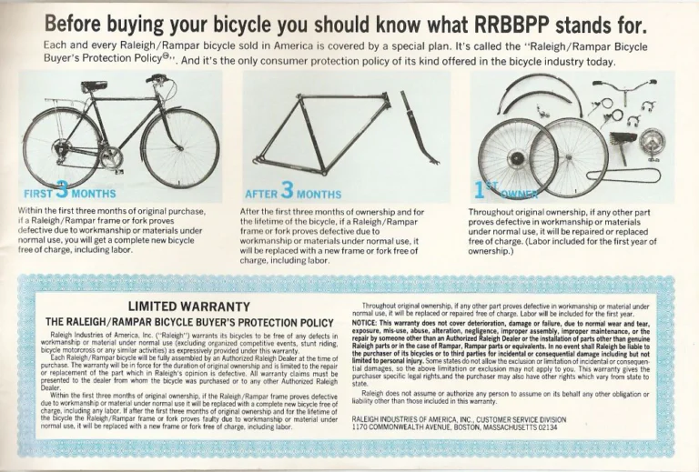 Raleigh 1977 Catalog — Raleigh and Rampar Bicycles (United States) — page 23 of 24