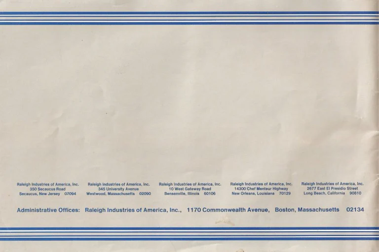 Raleigh 1977 Catalog — Raleigh and Rampar Bicycles (United States) — page 24 of 24