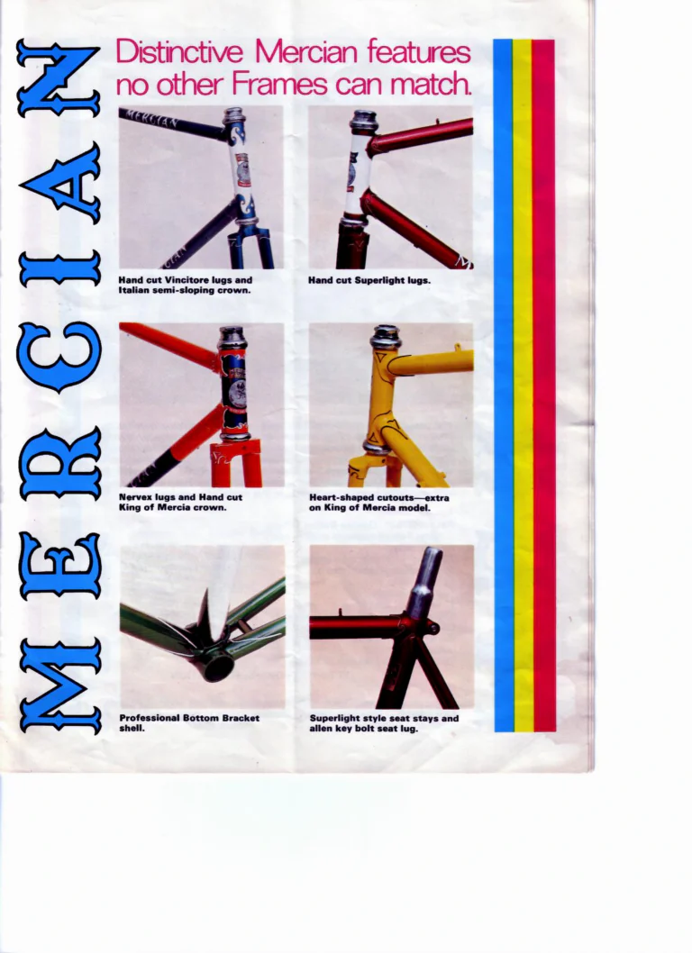 Mercian 1978 Catalog — Handbuilt Frames for the Discerning Cyclist, with the Retail Frame Price List of July 1978 — page 7 of 14