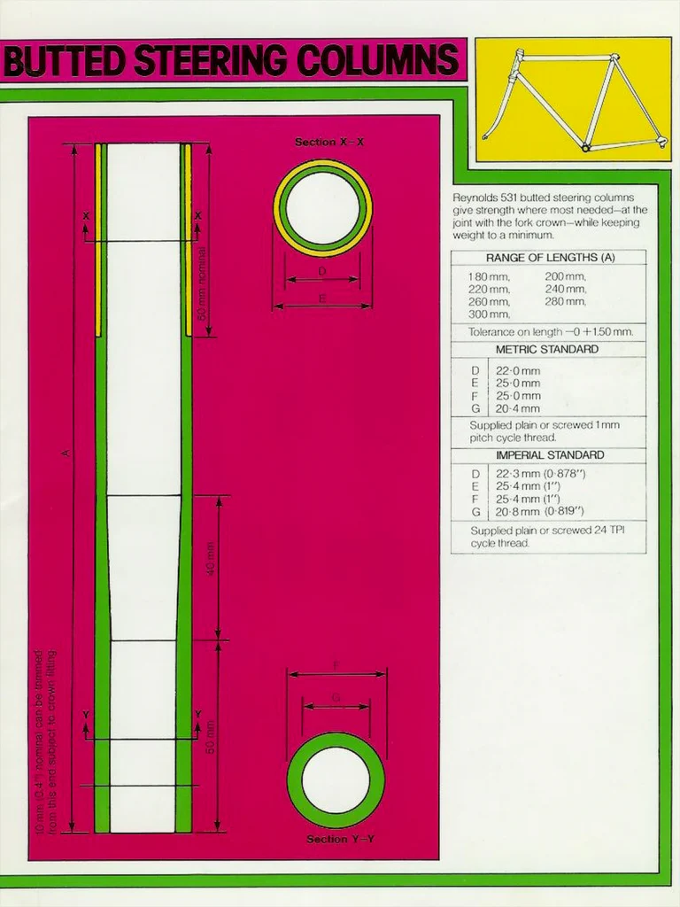 Reynolds 1978 Catalog — 531, 531 SL and 753 Butted Cycle Frame Tubes, Fork Blades and Stays — page 5 of 12