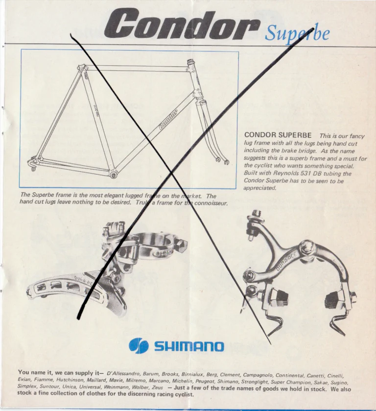 Condor 1981 Catalog — Sienna, Baracchi, Italia and Elite Frames and the Condor 753, with the Frame Price List of 1 October 1981 — page 3 of 10