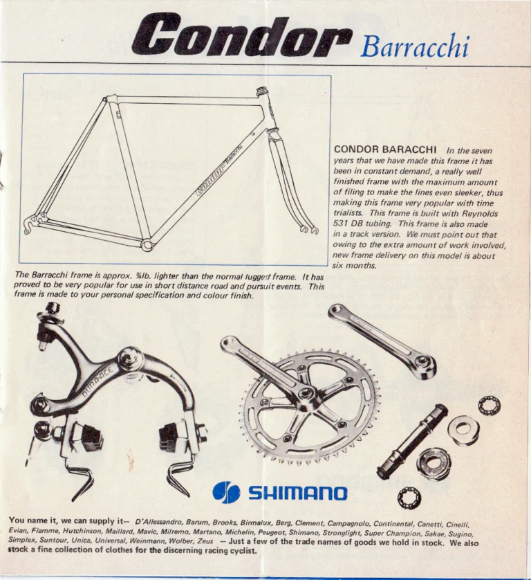 Condor 1981 Catalog — Sienna, Baracchi, Italia and Elite Frames and the Condor 753, with the Frame Price List of 1 October 1981 — page 5 of 10