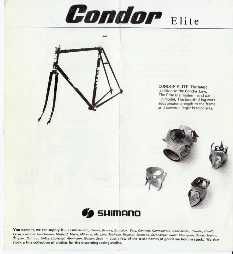 Condor 1981 Catalog — Sienna, Baracchi, Italia and Elite Frames and the Condor 753, with the Frame Price List of 1 October 1981 — page 7 of 10