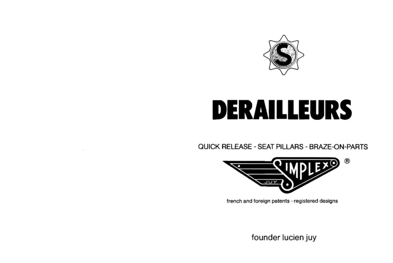 Simplex January 1981 Catalog — Derailleurs, Quick Release, Seat Pillars and Braze-On Parts — page 1 of 16