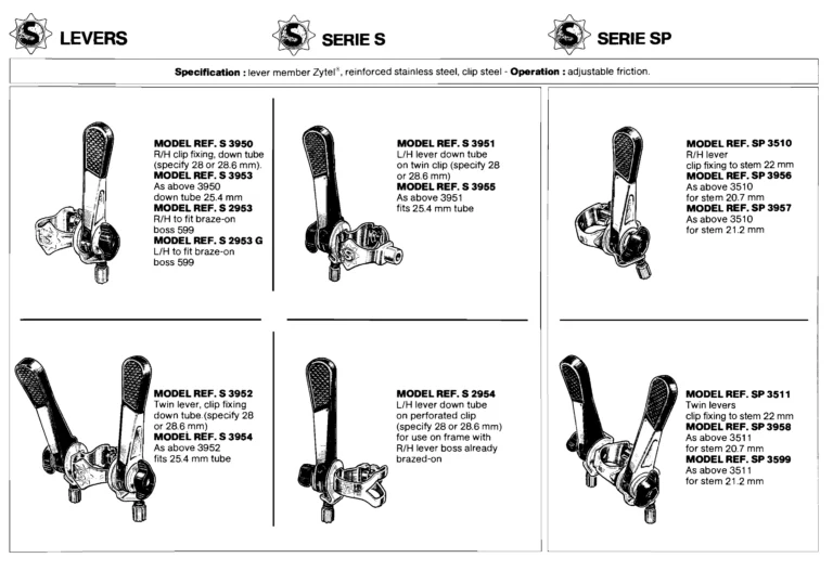 Simplex January 1981 Catalog — Derailleurs, Quick Release, Seat Pillars and Braze-On Parts — page 2 of 16