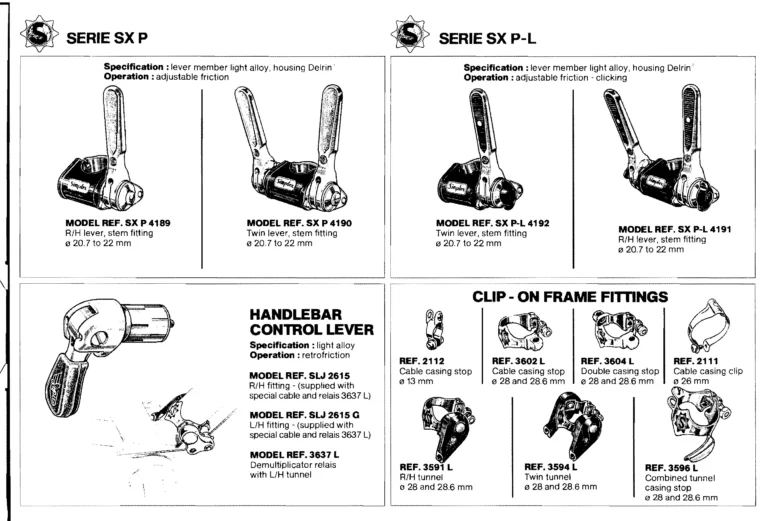 Simplex January 1981 Catalog — Derailleurs, Quick Release, Seat Pillars and Braze-On Parts — page 4 of 16