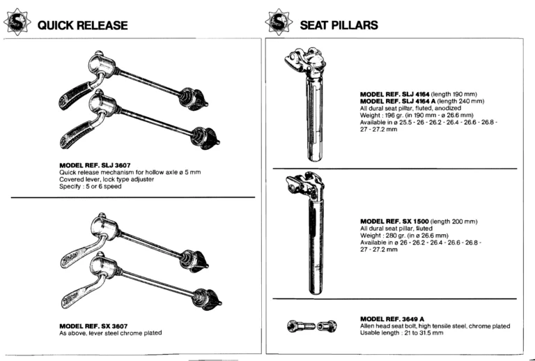 Simplex January 1981 Catalog — Derailleurs, Quick Release, Seat Pillars and Braze-On Parts — page 5 of 16