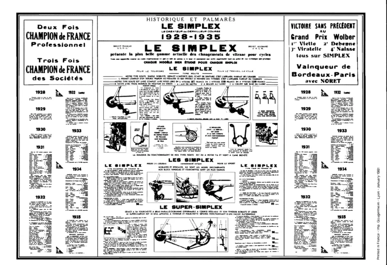 Simplex January 1981 Catalog — Derailleurs, Quick Release, Seat Pillars and Braze-On Parts — page 16 of 16