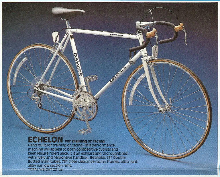 Dawes Catalog of about 1982, US Edition — Welcome to the World of Dawes: the Atlantis and Echelon Racing and the Super Galaxy, Galaxy and Lady Galaxy Touring Bicycles — page 5 of 12