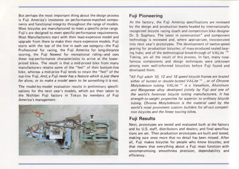 Fuji 1982 Catalog — Edition No. 12, with VALite Tubing, the Team Fuji and the Royale II — page 4 of 28