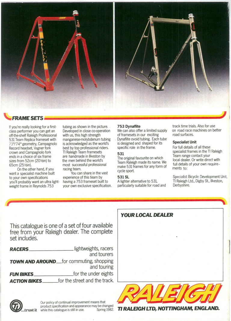 Raleigh 1982 Catalog — Racers — page 8 of 8