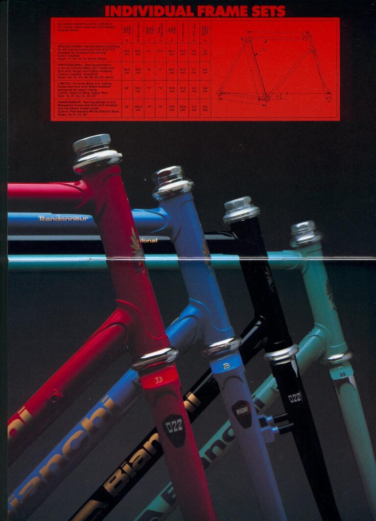 Bianchi Catalog of about 1984 — A Bianchi for You: the Nuovo Racing, Tipo Corsa, Super Leggera and Super Pista, with Individual Frame Sets — page 9 of 9