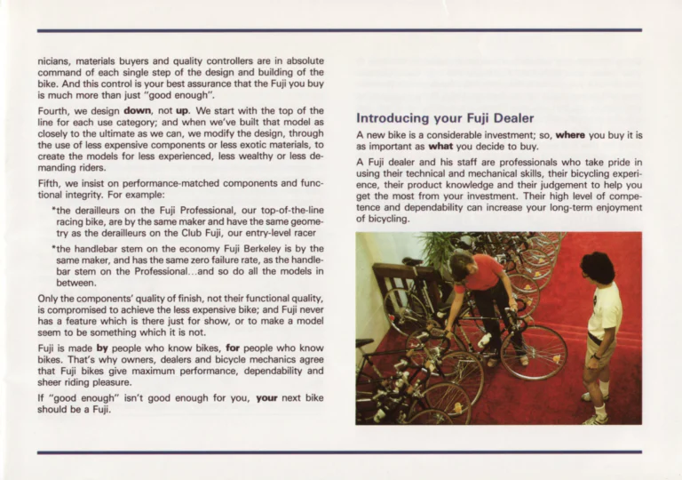 Fuji 1984 Catalog — Edition No. 14, Thirty-Three Models from the Track to the Mt. Fuji All-Terrain Bike — page 3 of 32
