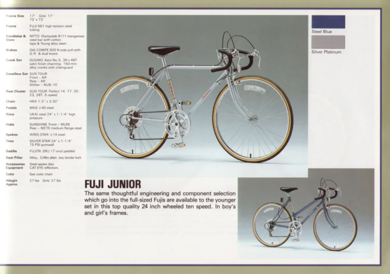 Fuji 1984 Catalog — Edition No. 14, Thirty-Three Models from the Track to the Mt. Fuji All-Terrain Bike — page 19 of 32