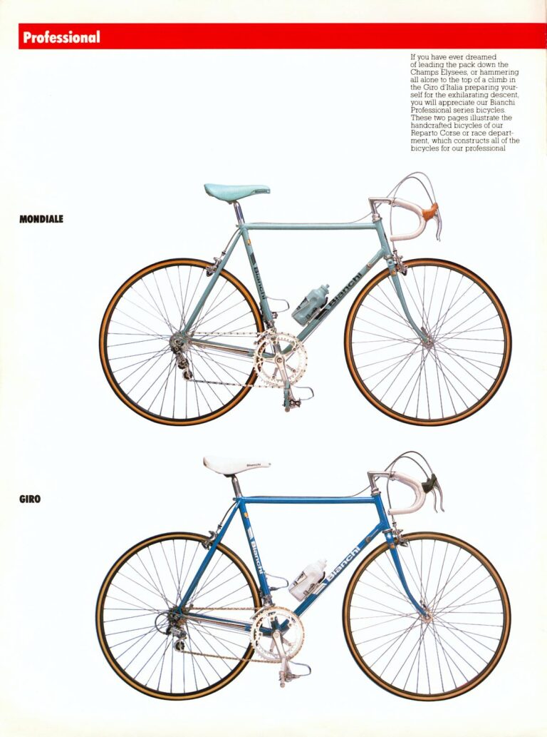 Bianchi Catalog of about 1985 (Five Pages) — The Second Hundred Years Begin: the Professional Series, with the Centenario — page 4 of 5