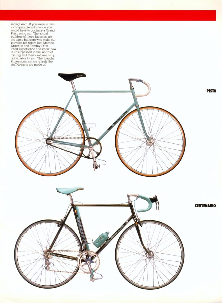 Bianchi Catalog of about 1985 (Five Pages) — The Second Hundred Years Begin: the Professional Series, with the Centenario — page 5 of 5
