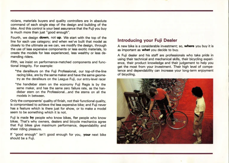 Fuji 1985 Catalog — Edition No. 15, with the League Fuji, the Mt. Fuji LTD and Mark Gorski — page 3 of 36