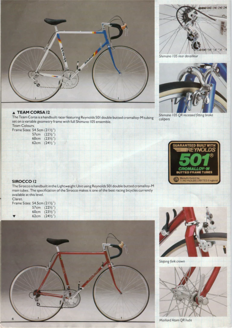 Raleigh 1985 Catalog — Race-Bred Sports Cycles — page 6 of 24
