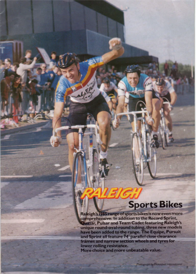 Raleigh 1985 Catalog — Race-Bred Sports Cycles — page 7 of 24