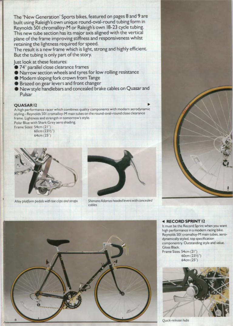 Raleigh 1985 Catalog — Race-Bred Sports Cycles — page 8 of 24