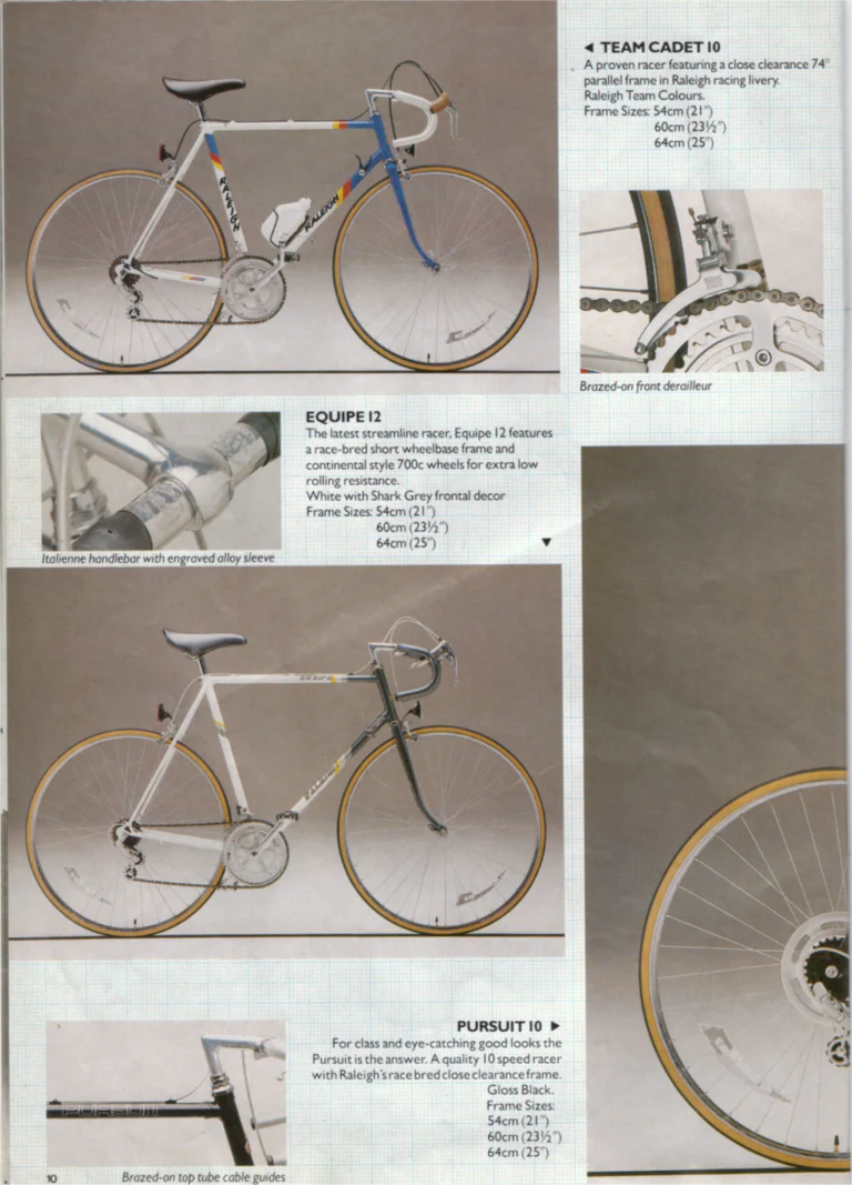 Raleigh 1985 Catalog — Race-Bred Sports Cycles — page 10 of 24
