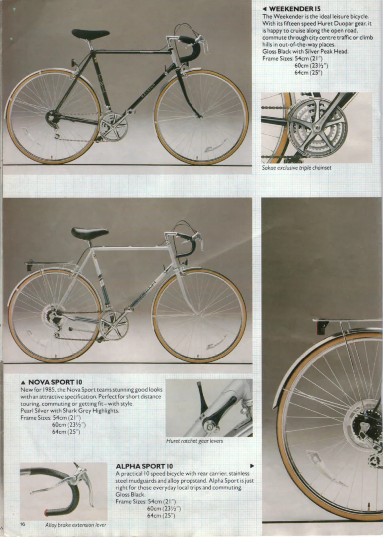 Raleigh 1985 Catalog — Race-Bred Sports Cycles — page 16 of 24