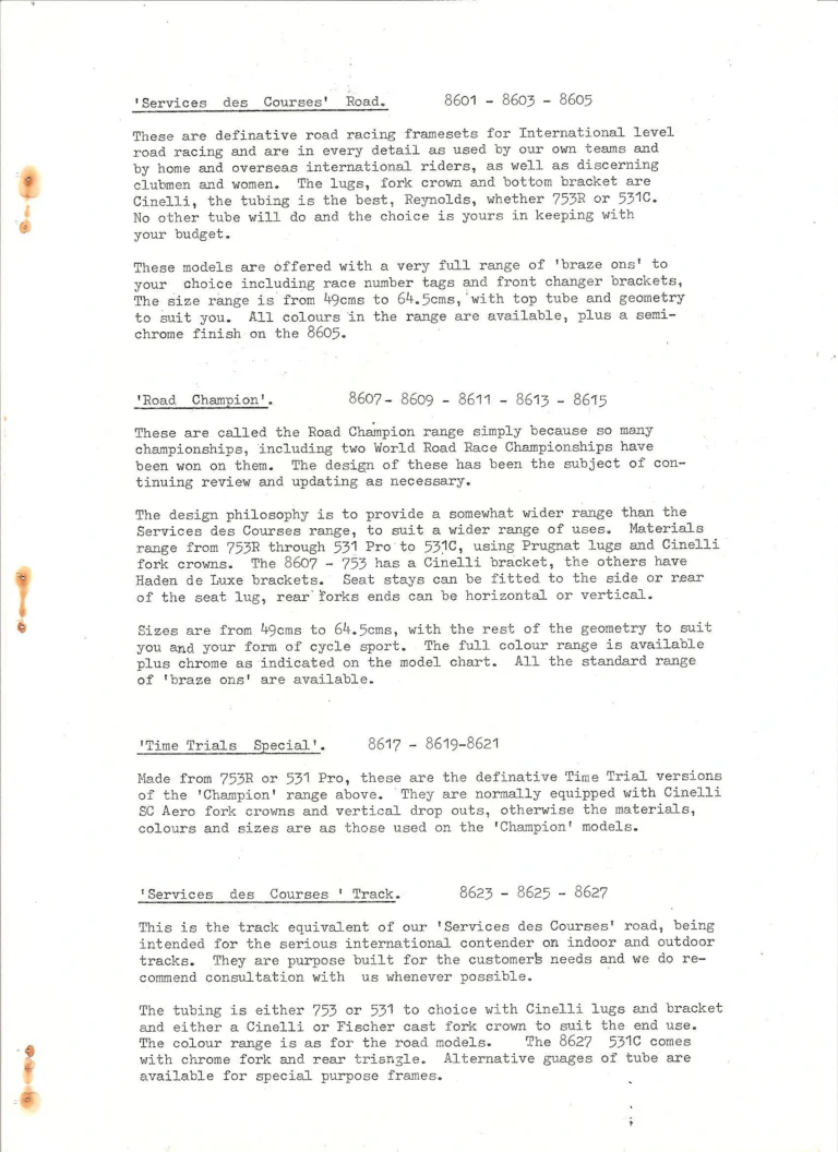Raleigh 1986 Catalog — The Specialist Bicycle Development Unit, Ilkeston — page 3 of 11