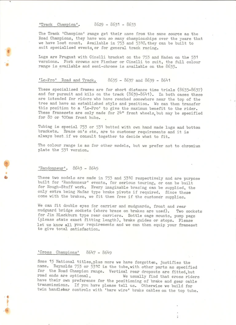 Raleigh 1986 Catalog — The Specialist Bicycle Development Unit, Ilkeston — page 4 of 11