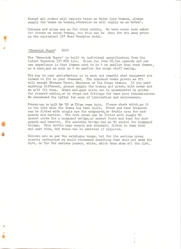 Raleigh 1986 Catalog — The Specialist Bicycle Development Unit, Ilkeston — page 5 of 11