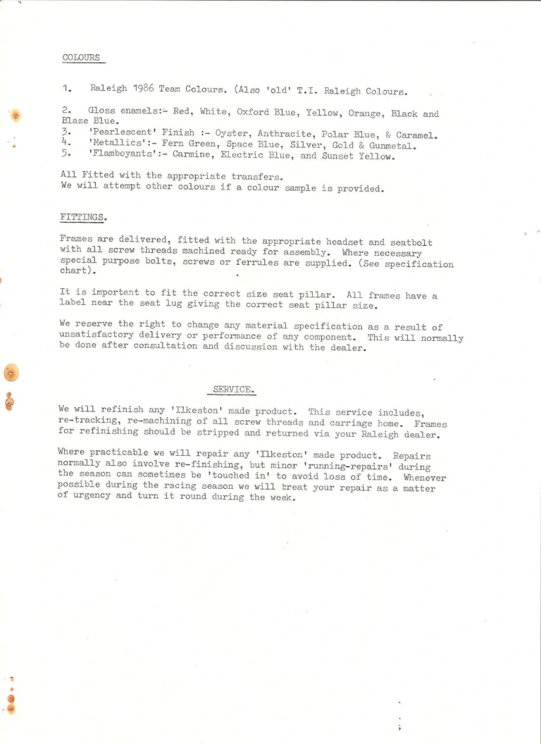 Raleigh 1986 Catalog — The Specialist Bicycle Development Unit, Ilkeston — page 7 of 11