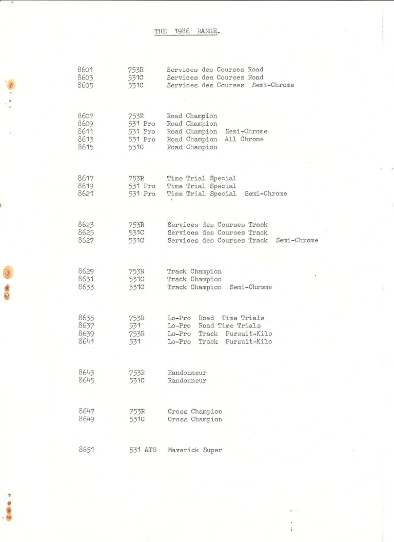 Raleigh 1986 Catalog — The Specialist Bicycle Development Unit, Ilkeston — page 8 of 11