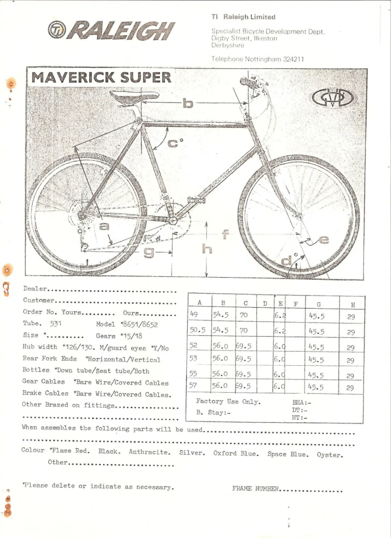 Raleigh 1986 Catalog — The Specialist Bicycle Development Unit, Ilkeston — page 10 of 11