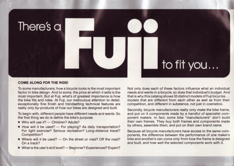Fuji 1987 Catalog — Edition No. 17, There's a Fuji to Fit You, with Three Titanium Models — page 2 of 44