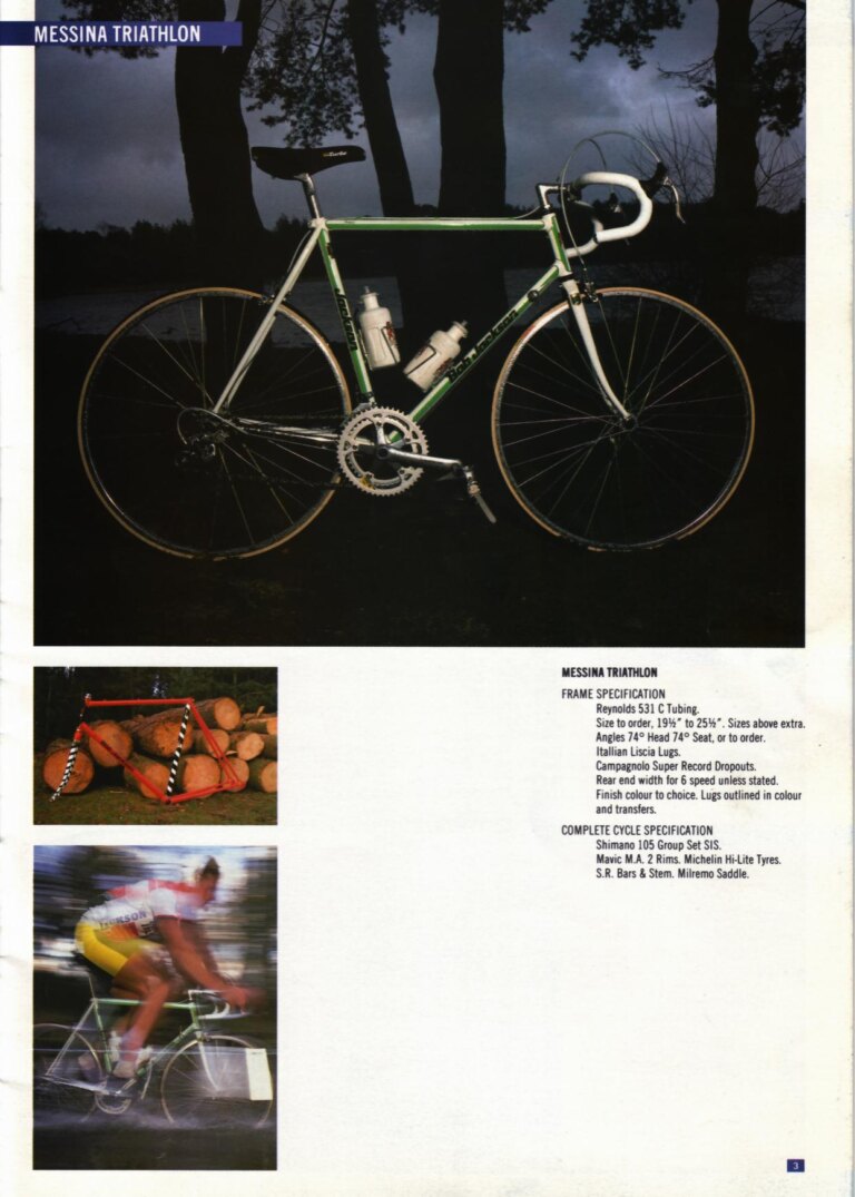 Bob Jackson 1988 Catalog — The Re-Launch of Jackson Cycles: Road, Touring, Time Trial, Track and All-Terrain Bicycles, a Trike and a Tandem — page 3 of 16