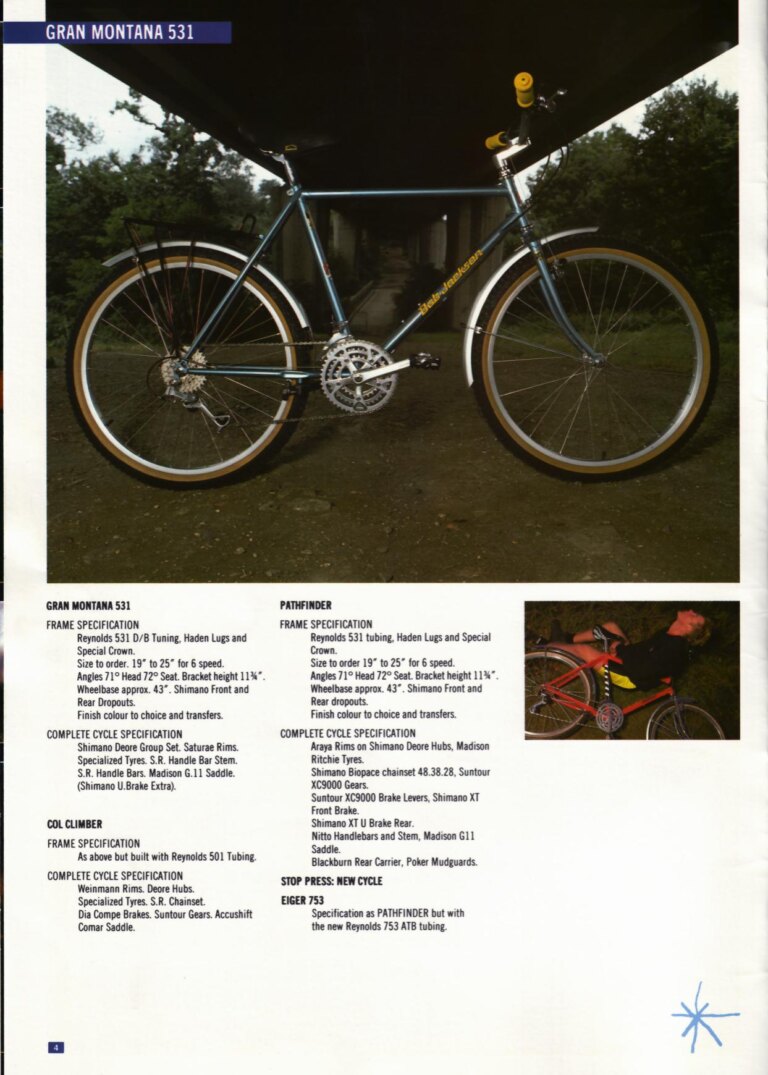 Bob Jackson 1988 Catalog — The Re-Launch of Jackson Cycles: Road, Touring, Time Trial, Track and All-Terrain Bicycles, a Trike and a Tandem — page 4 of 16