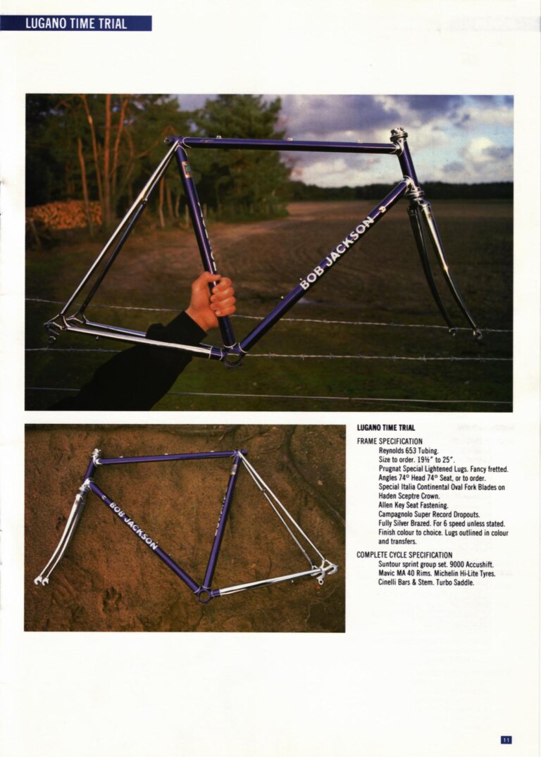 Bob Jackson 1988 Catalog — The Re-Launch of Jackson Cycles: Road, Touring, Time Trial, Track and All-Terrain Bicycles, a Trike and a Tandem — page 11 of 16
