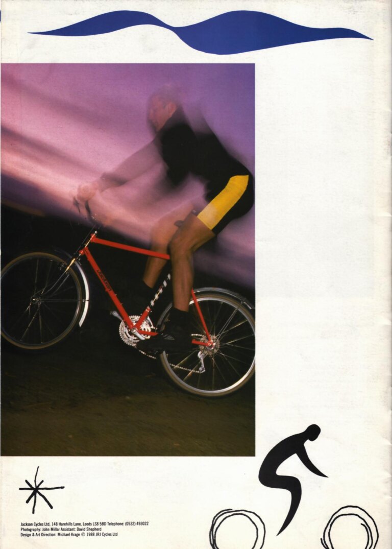 Bob Jackson 1988 Catalog — The Re-Launch of Jackson Cycles: Road, Touring, Time Trial, Track and All-Terrain Bicycles, a Trike and a Tandem — page 16 of 16