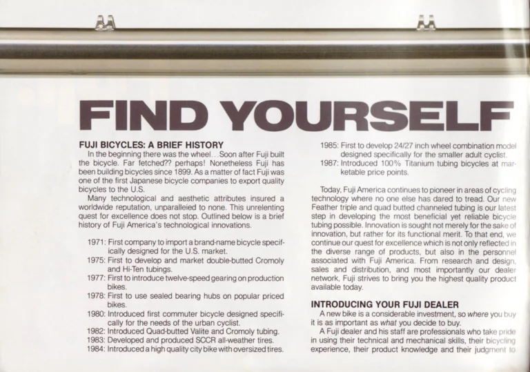 Fuji 1988 Catalog — Edition No. 18, Find Yourself on a Fuji, from the Titanium and Opus IV to the Cruizie — page 2 of 40