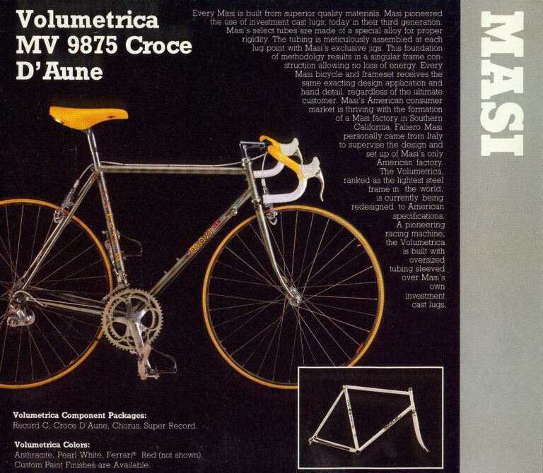 Masi 1988 Catalog — Gran Criterium, Volumetrica, Record Crono, Nuova Strada and Gran Corsa, from Ten Speed Drive Imports — page 2 of 6