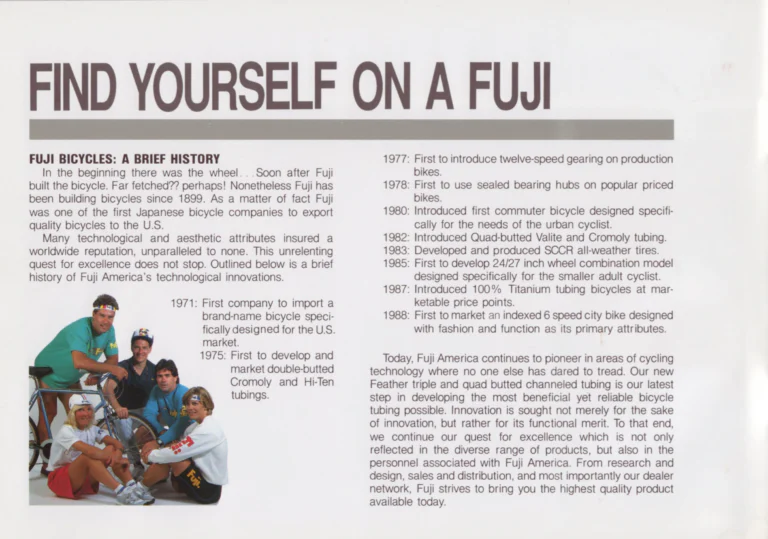 Fuji 1989 Catalog — Edition No. 19, Find Yourself on a Fuji, with Fuji America's History of Firsts — page 4 of 40
