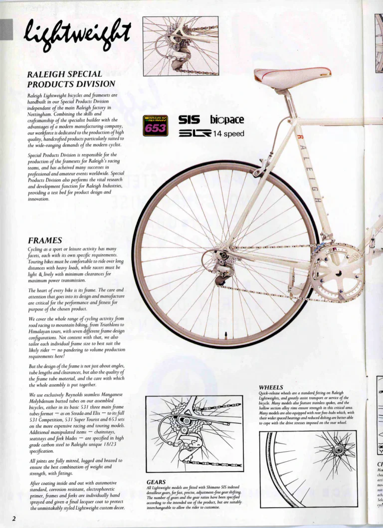 Raleigh 1989 Catalog — Lightweight — page 2 of 15