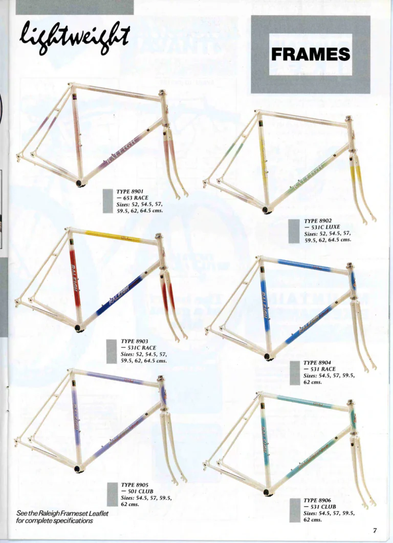 Raleigh 1989 Catalog — Lightweight — page 7 of 15