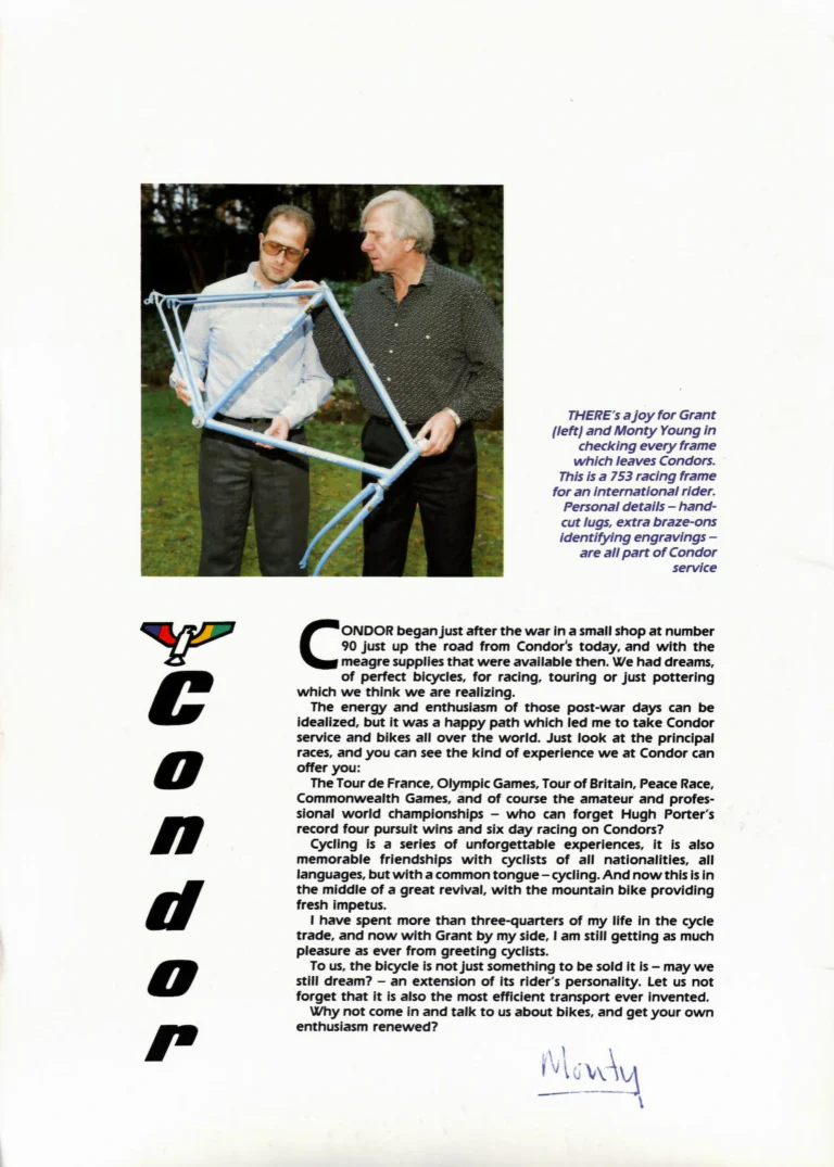 Condor Catalog of about 1994 — Hand-Built Bicycles for the Perfectionist: Crown Jewels, Frame Service, Special Cadet, Ultimo, ATBs, Professional and Frame Spectrum — page 2 of 19
