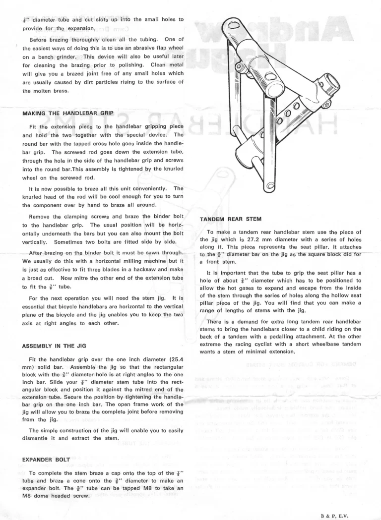 Andrew Hague Instructions — Handlebar Stems, Making Custom Steel Stems in a Jig — page 2 of 2