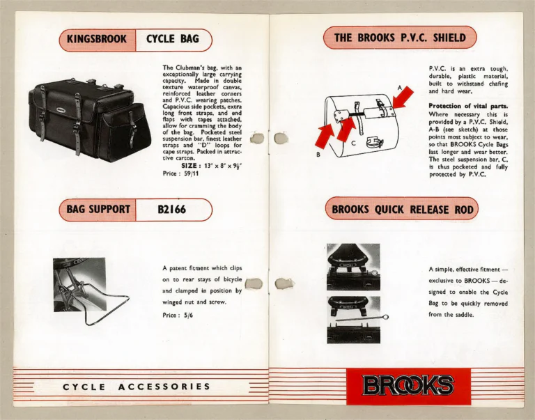 Brooks Catalog — Cycle Bags: Millbrook to Kingsbrook, the P.V.C. Shield and the Quick Release Rod — page 4 of 5