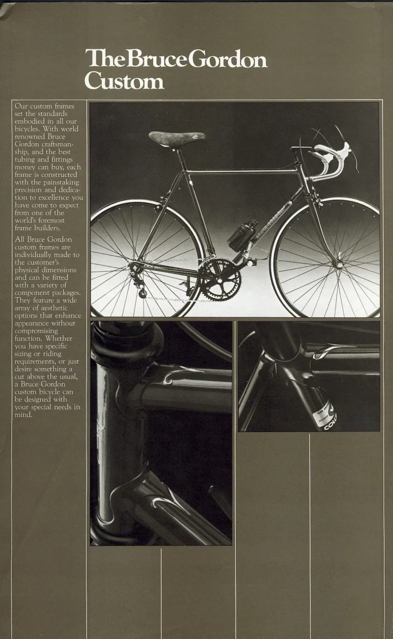 Bruce Gordon Brochure (Undated, 1981 or Later) — Craftsmanship without Compromise: the Custom, Racing and Touring Frames and the Chinook Line, with the Chinook Leaflet — page 3 of 9