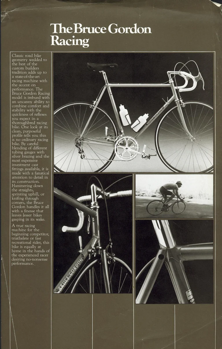 Bruce Gordon Brochure (Undated, 1981 or Later) — Craftsmanship without Compromise: the Custom, Racing and Touring Frames and the Chinook Line, with the Chinook Leaflet — page 4 of 9