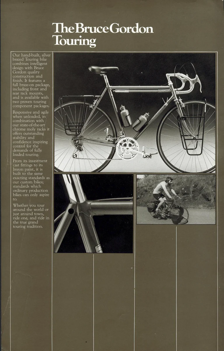 Bruce Gordon Brochure (Undated, 1981 or Later) — Craftsmanship without Compromise: the Custom, Racing and Touring Frames and the Chinook Line, with the Chinook Leaflet — page 5 of 9