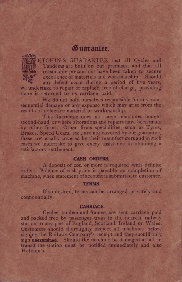 Hetchins c.1935 Catalog — Brilliant, Superbe, De Luxe and Ideal Models, Solo and Tandem, from Seven Sisters Road and Lea Bridge Road — page 2 of 16